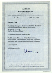 Hochwasserhilfe-Block 1948, Type VII, postfrisch. Fotoattest 2024 ...